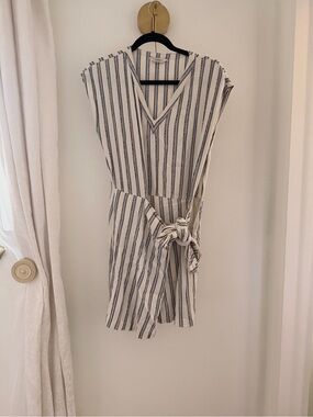 Club Monaco | (SZ 4) |  Stripe Linen Blend Side Tie Ashantii Dress